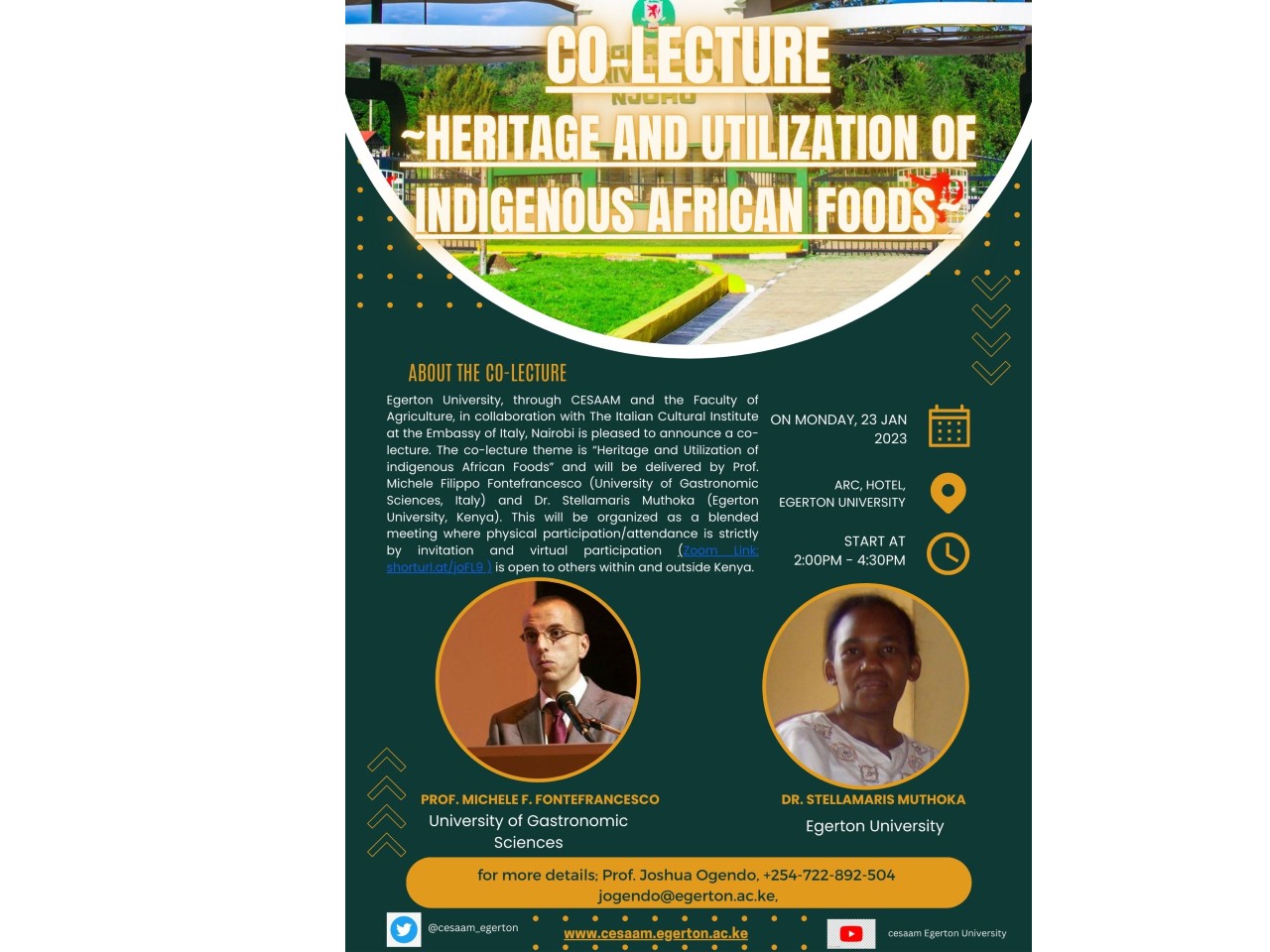 Co-lecture on Heritage and Utilization of Indigenous African Foods